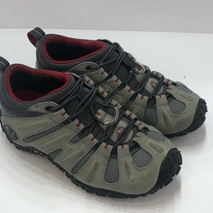 Merrell Chameleon II Stretch Grey Red Hiking Trail Shoes Men’s 5.5 Women’s 7